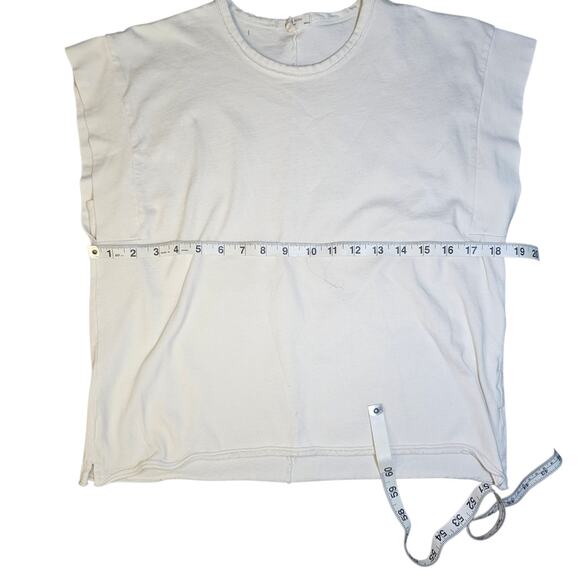 Rag & Bone Mixed Media Muscle Tee Women Top Sz XS White Organic Cotton Boxy Fit - Picture 6 of 8